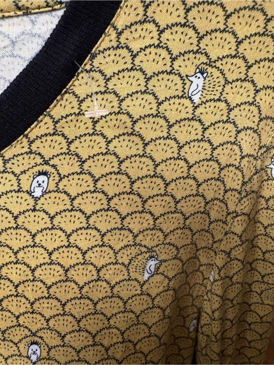 Fossil Tops - Fossil Yellow Scallop-Print Long Sleeve Top with Black Trim